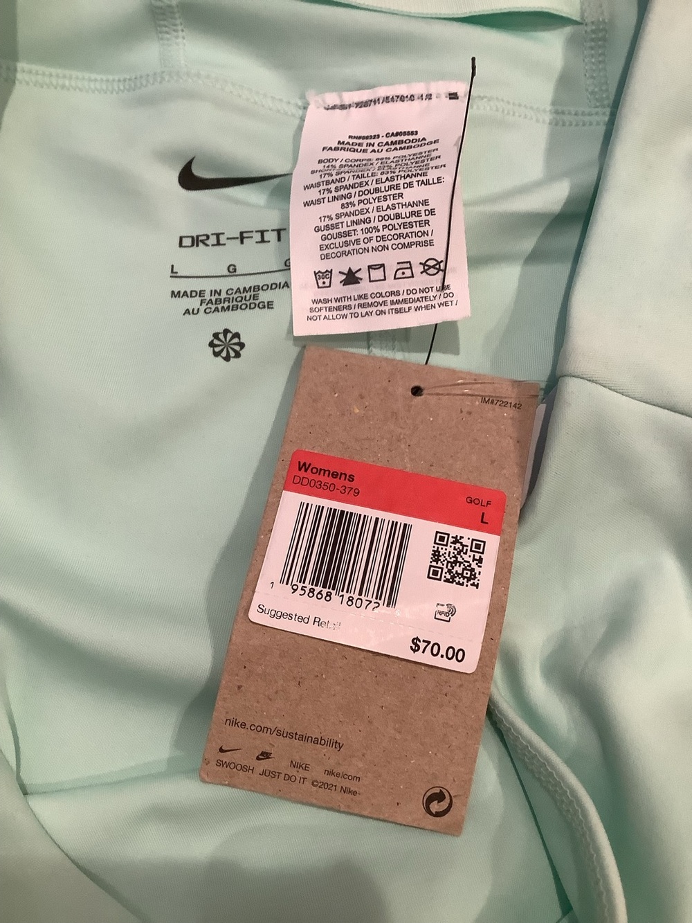 Nike Dri-fit Mint Green Golf Tennis Skort Size L, NWT - Picture 6 of 9